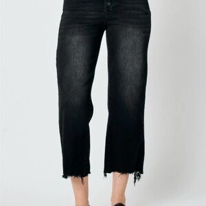 Judy Blue Dark Ankle Jeans with Distressed Hem